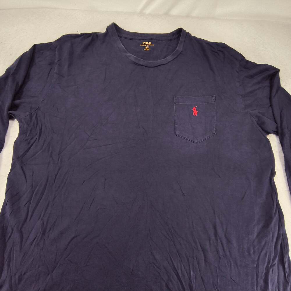 Polo Ralph Lauren Crew Neck Long Sleeve Shirt Mens Size Extra Large XL Navy Red